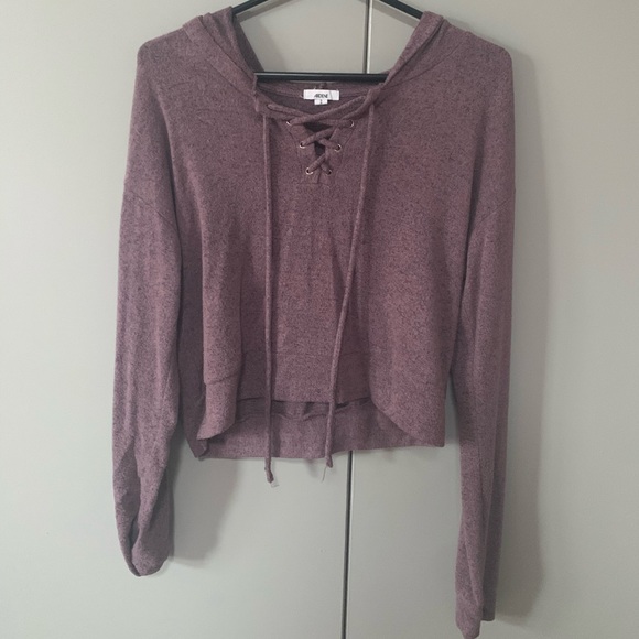 Purple Ardene Lace-Up Cropped Hoodie - Picture 1 of 2